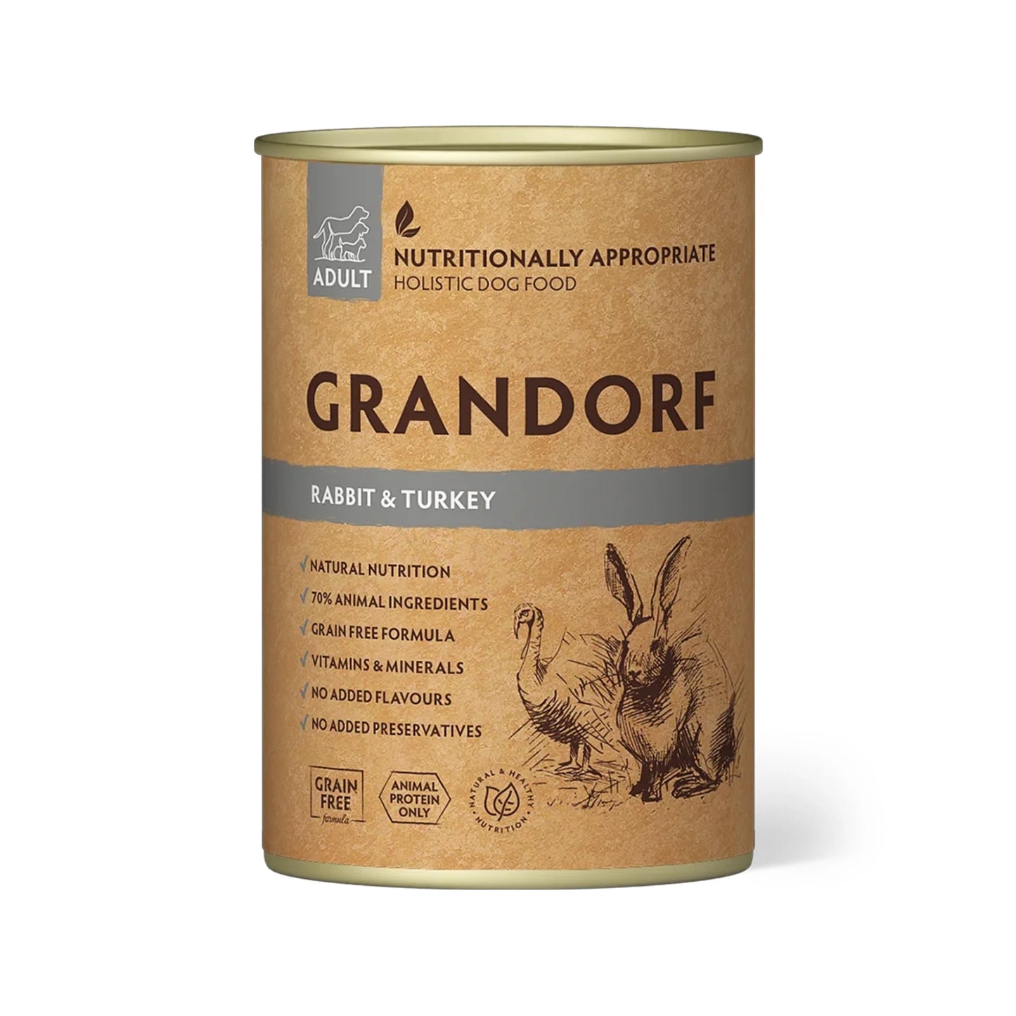 GRANDORF Adult Märkäruoka, Kani ja Kalkkuna 400g