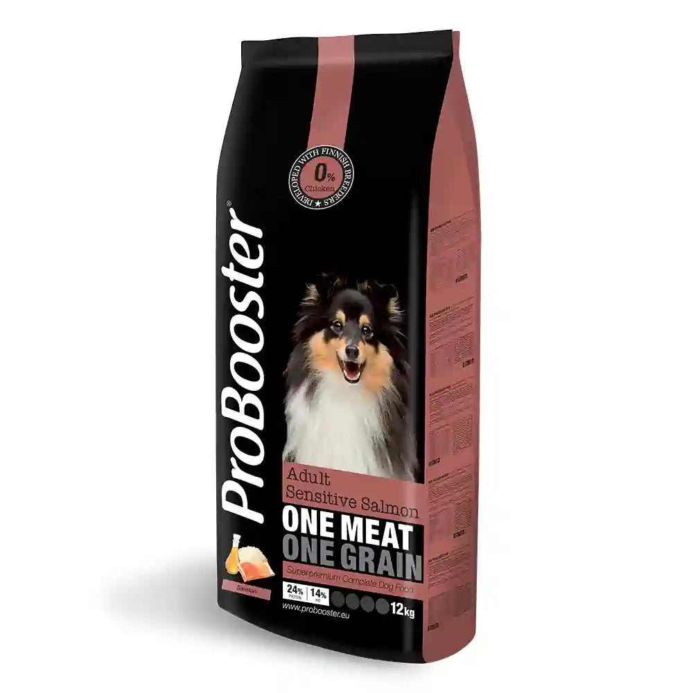 Tuplasäkkitarjous 2x12kg ProBooster Adult Sensitive Salmon