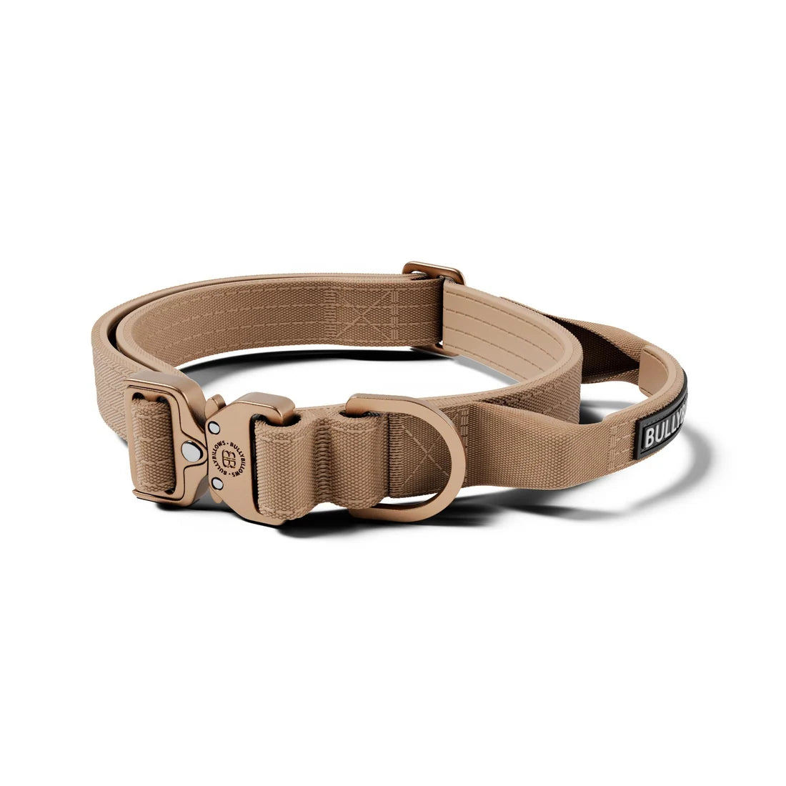 BullyBillows 2,5 cm Lighter Combat® Collar, TAN X TAN – Panta kahvalla ja turvalukolla