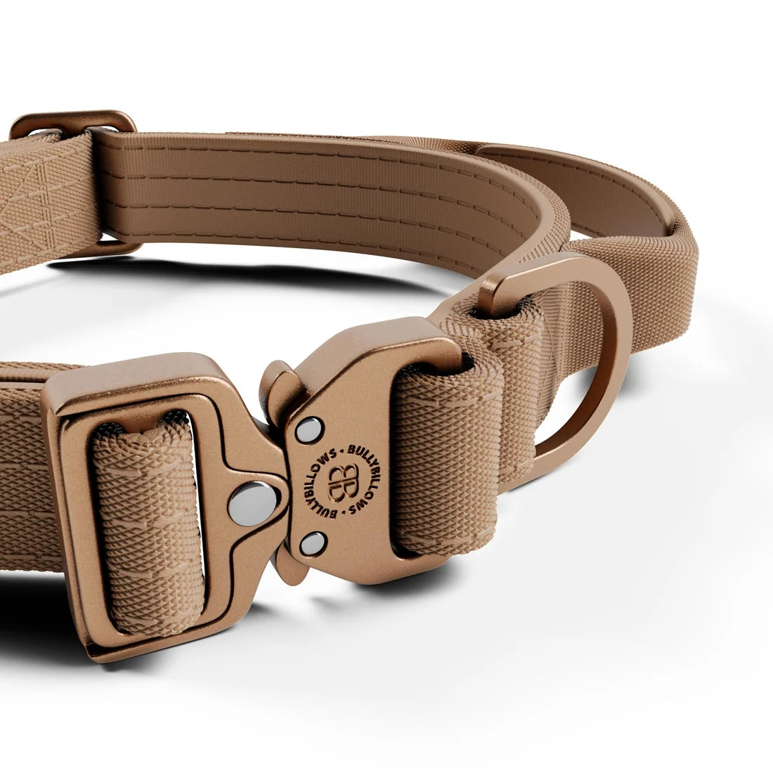 BullyBillows 2,5 cm Lighter Combat® Collar, TAN X TAN – Panta kahvalla ja turvalukolla