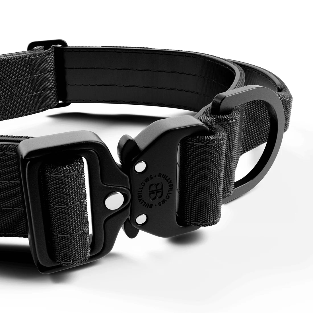 BullyBillows 4 cm Lighter Combat® Collar, BLACK X BLACK – Panta kahvalla ja turvalukolla