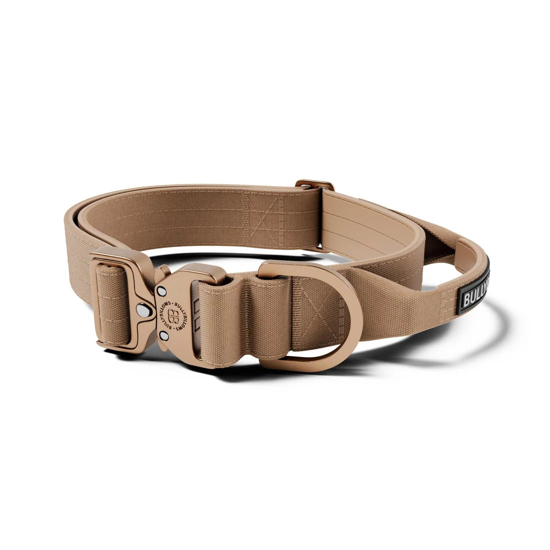 BullyBillows 4 cm Lighter Combat® Collar, TAN X TAN – Panta kahvalla ja turvalukolla