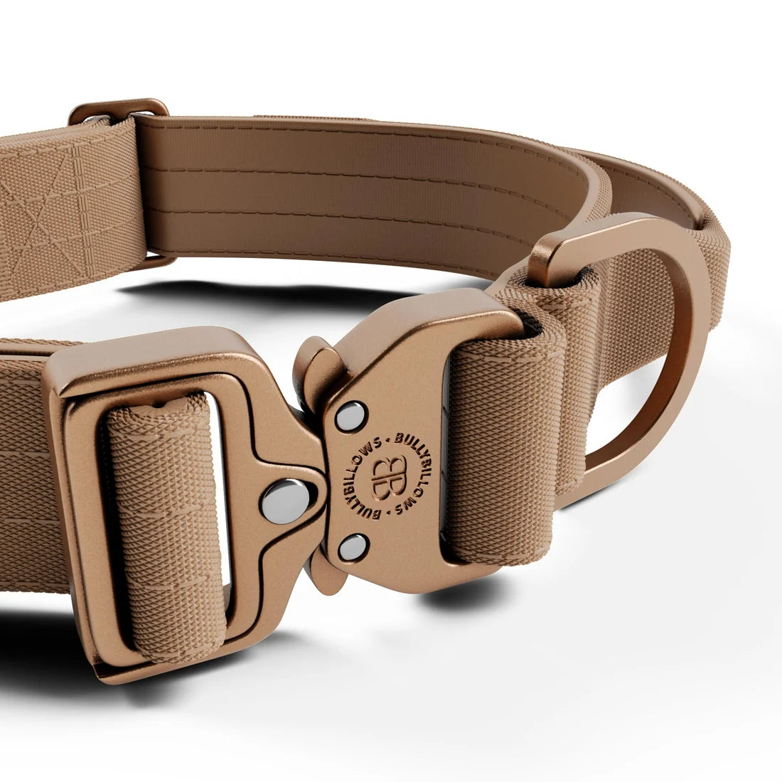 BullyBillows 4 cm Lighter Combat® Collar, TAN X TAN – Panta kahvalla ja turvalukolla