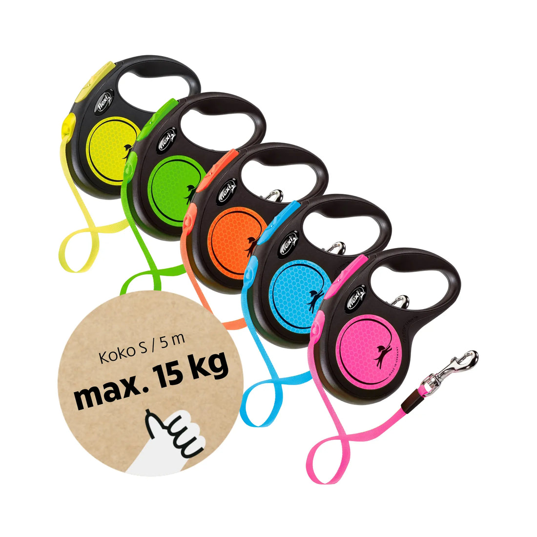 Flexi New Neon Tape S, 5 m / max. 15 kg