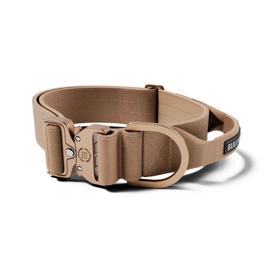 BullyBillows 5 cm Lighter Combat® Collar, TAN X TAN – Panta kahvalla ja turvalukolla