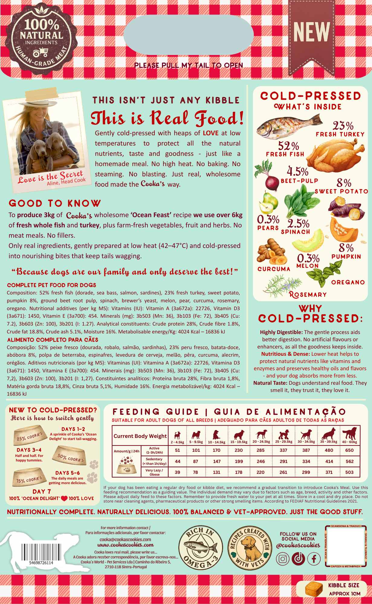 Cooka’s Cookies Ocean Feast – Kylmäpuristettu Täysravinto Kala & Kalkkuna 3kg