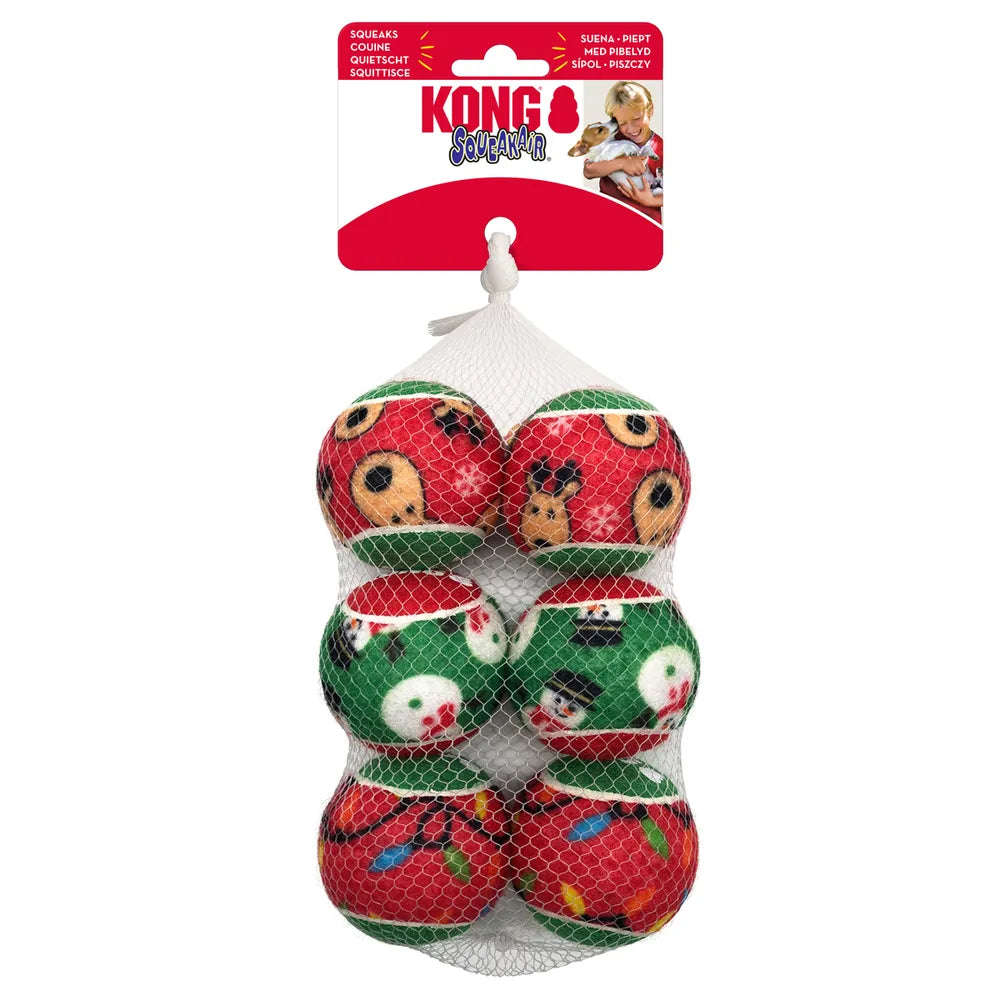 Kong Holiday Squeakair Ball 6-pack M