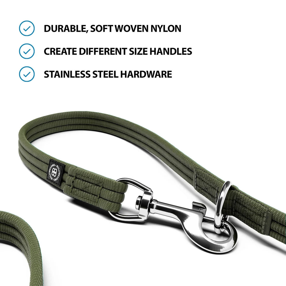 BullyBillows Training Double Ended Dog Leash, KHAKI – Monitoimitalutin, 2 m