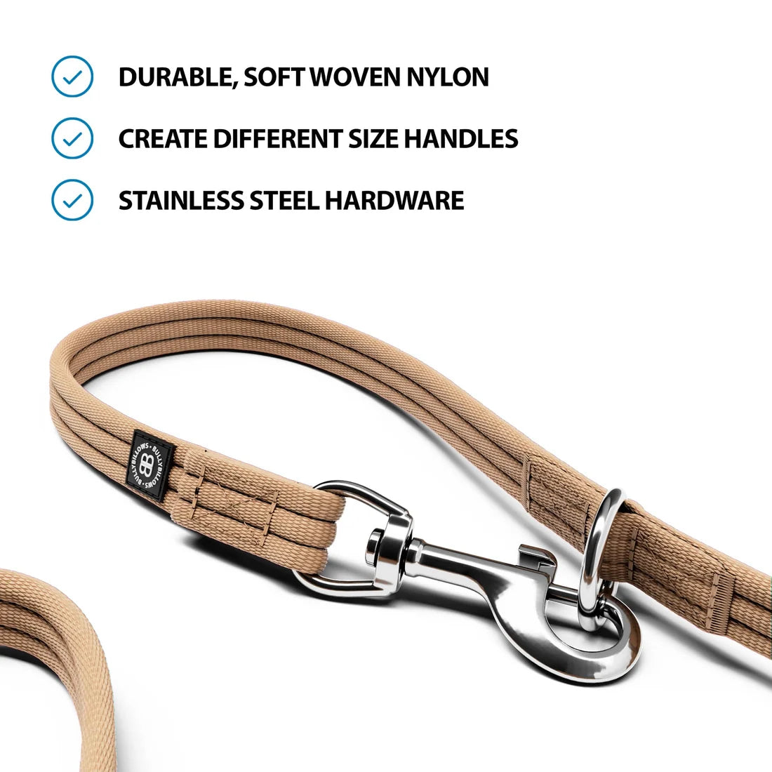 BullyBillows Training Double Ended Dog Leash, TAN – Monitoimitalutin, 2 m