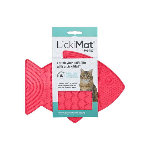 LickiMat Aktivointimatto Cat Felix kissalle, punainen, 22 x 16 cm