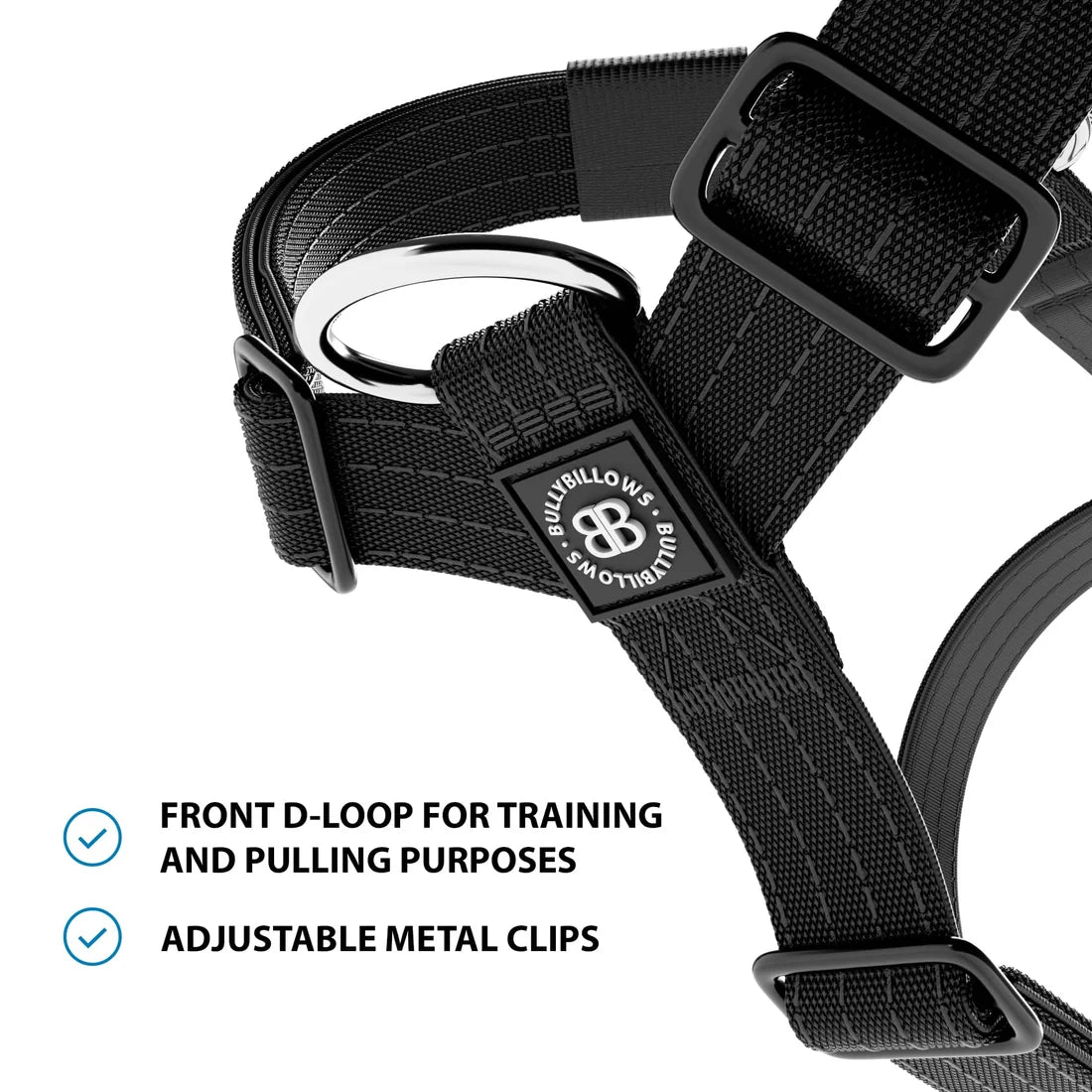 BullyBillows Anti-Pull TRI-Harness®, BLACK – Koulutusvaljaat kaikille roduille