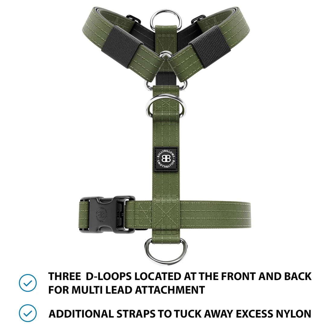 BullyBillows Anti-Pull TRI-Harness®, KHAKI – Koulutusvaljaat kaikille roduille