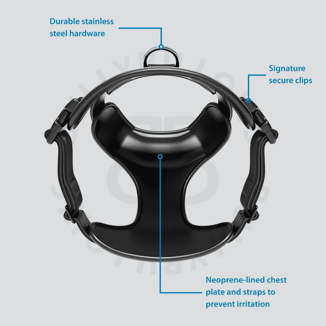 BullyBillows Comfort Premium Harness, BLACK – Ergonominen koiranvaljas