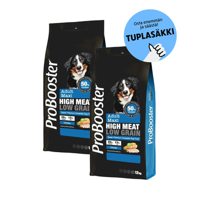 Tuplasäkkitarjous 2x12kg ProBooster Adult Maxi Chicken