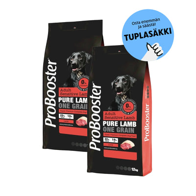 Tuplasäkkitarjous 2x12kg ProBooster Adult Sensitive Lamb