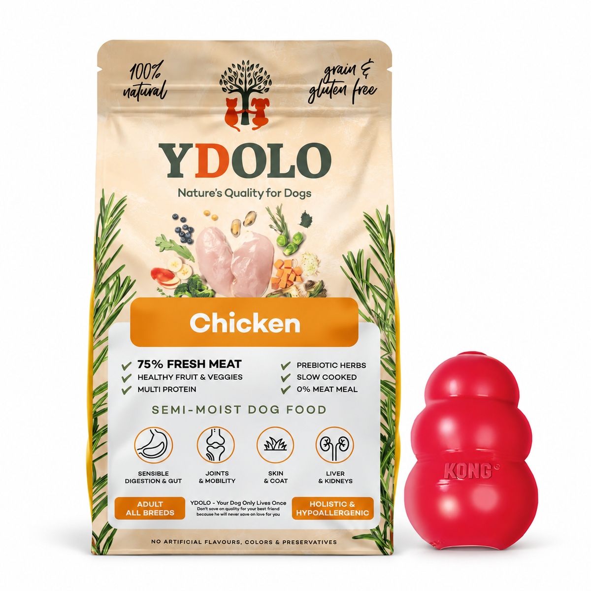 Halloween-paketti: YDOLO Chicken 10 kg + KONG Classic
