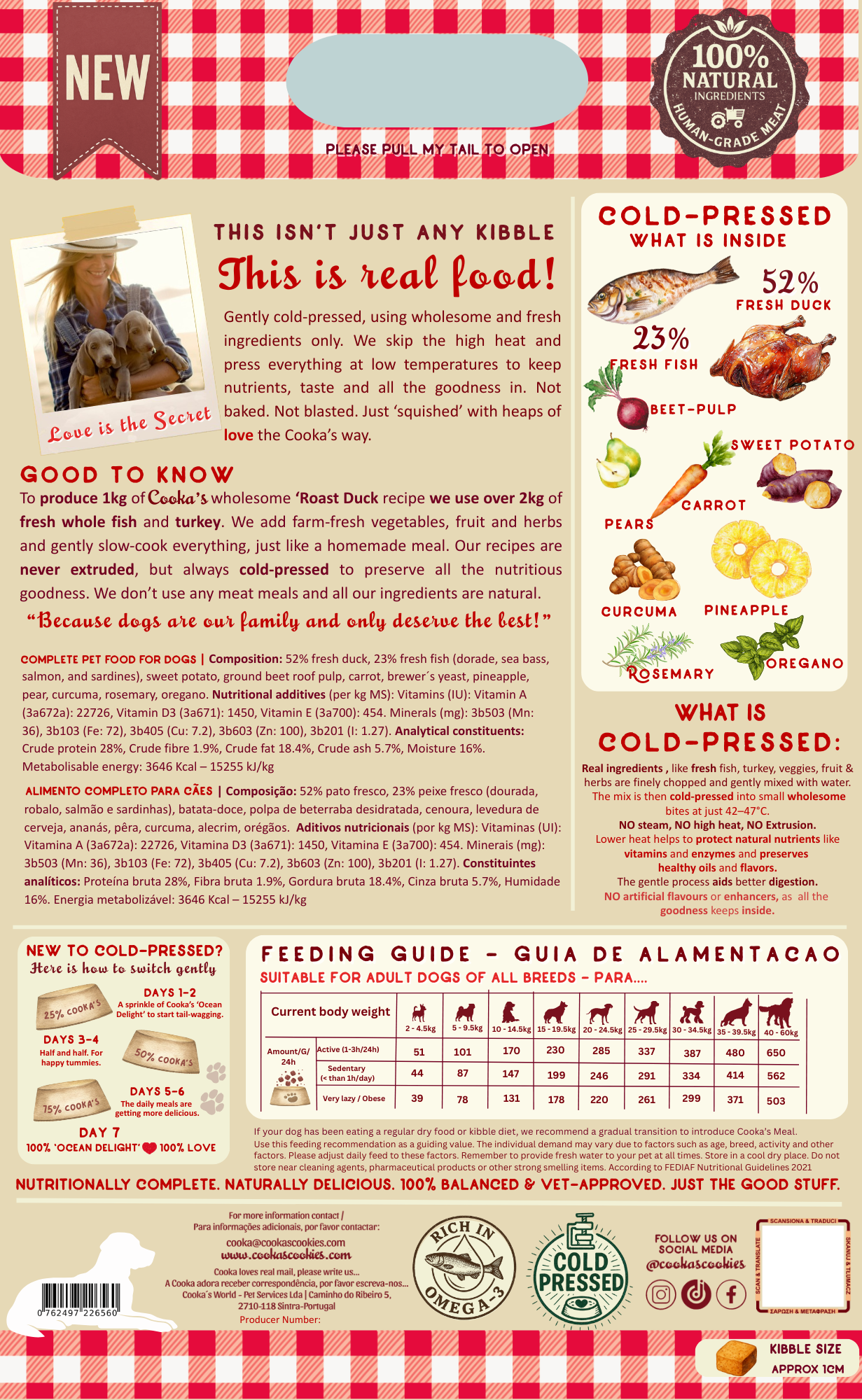 Cooka’s Cookies Country Roast – Kylmäpuristettu Täysravinto Ankka & Kala 3kg