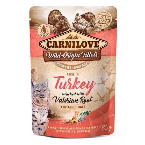 Carnilove Kissan märkäruoka fileinä kastikkeessa, Kalkkuna & rohtovirmajuuri, 85 g