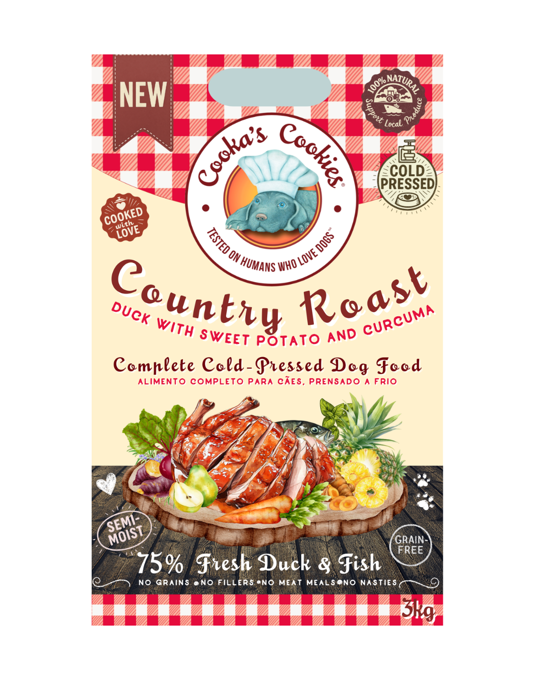 Cooka’s Cookies Country Roast – Kylmäpuristettu Täysravinto Ankka & Kala 3kg