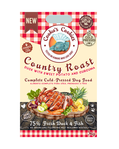 Cooka’s Cookies Country Roast – Kylmäpuristettu Täysravinto Ankka & Kala 3kg