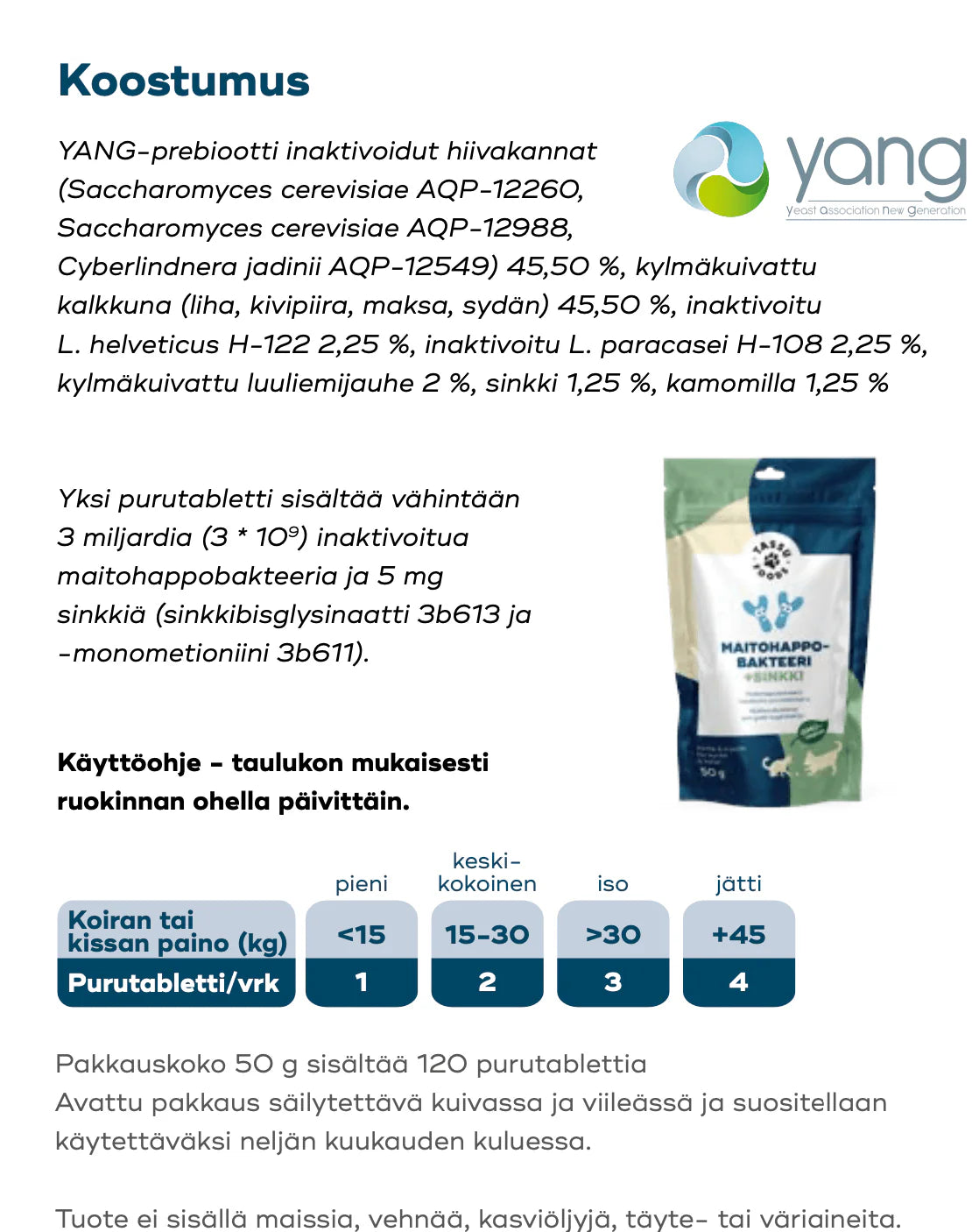 Tassu Foods Maitohappobakteeri + Sinkki 50g