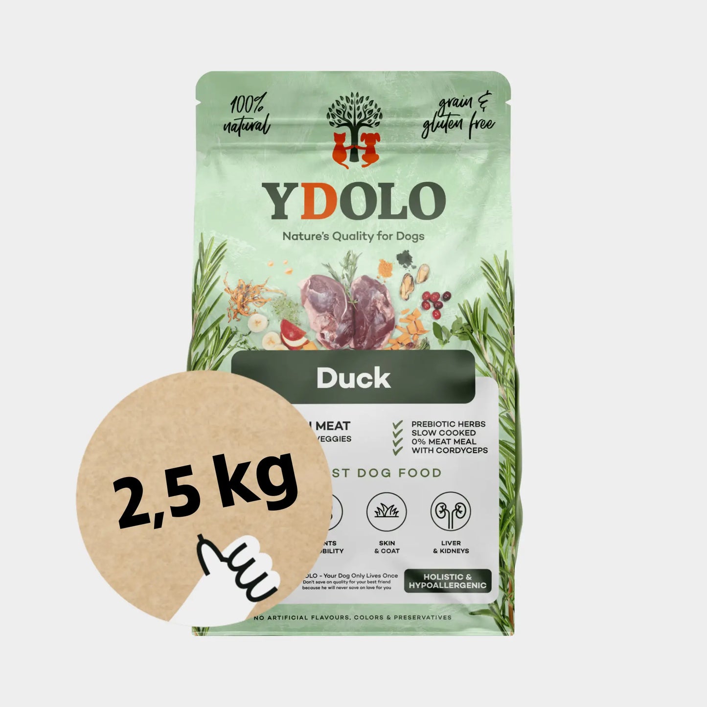 ydolo healthy pure duck koiranruoka 2,5kg