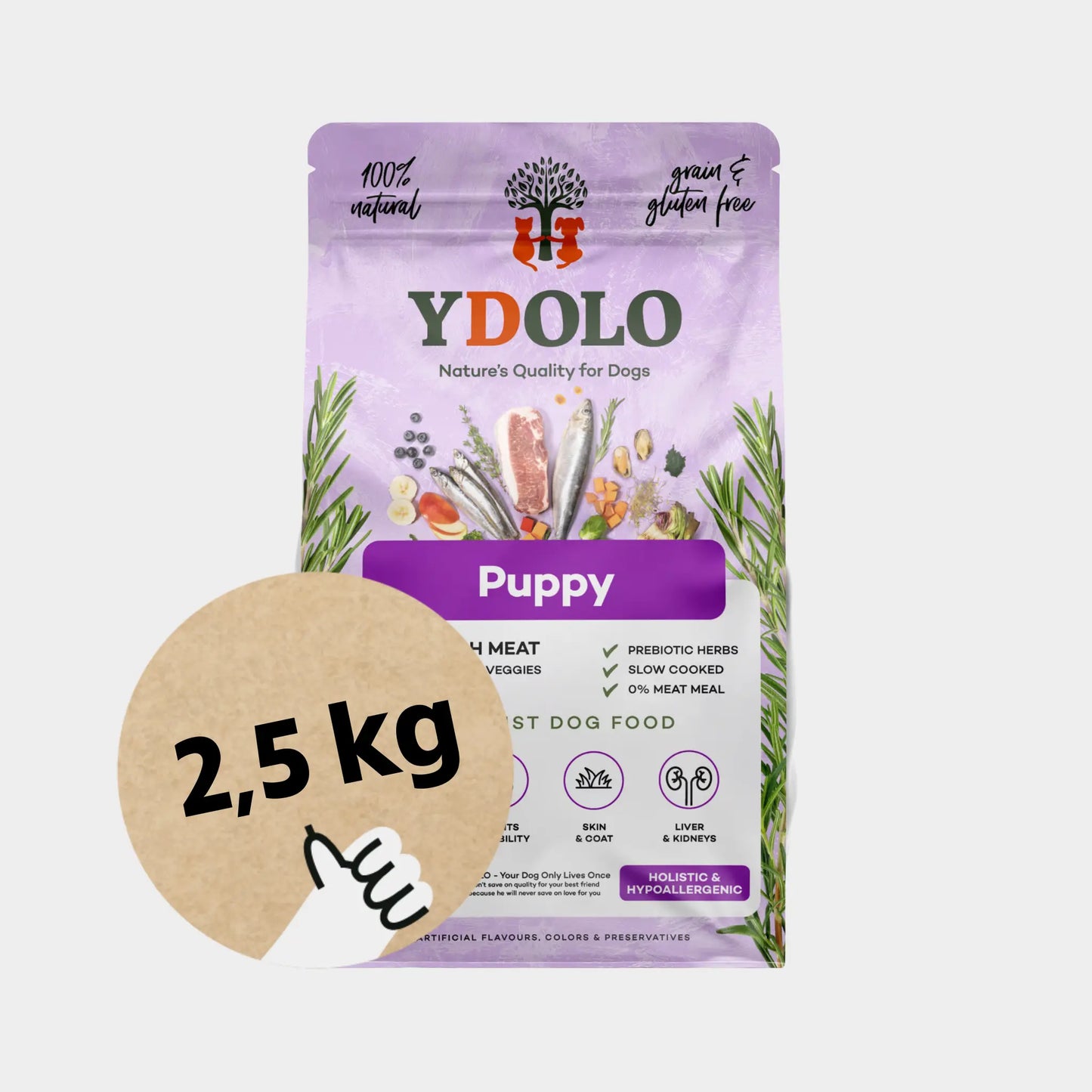 ydolo healthy pure puppy koiranruoka 2,5kg