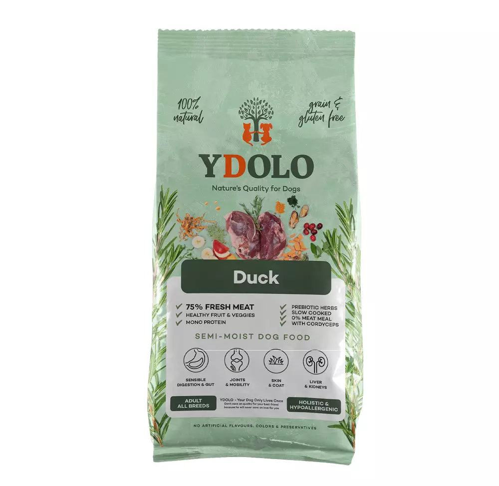 YDOLO Healthy & Pure Duck - Puolikostea koiranruoka